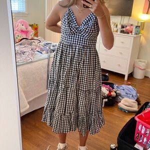 Asos Gingham tiered midi halter sundress